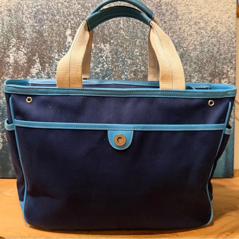 Coach Hamptons Twill Garden Tote Bag #6734 - Deep Marine Navy Blue - Picture 5 of 16